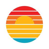 Clean Retro Sun with Vibrant Layered Stripes vector