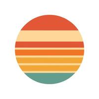 Flat Retro Circle with Layered Sunset Stripes in Style vector