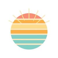Flat Retro Sun Icon with Soft Pastel Banding in Style vector