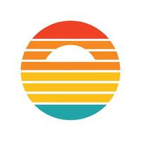 Clean and Simple Retro Sun with Faded Horizontal Stripes vector
