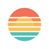 Flat Sun Icon with Retro Inspired Stripe Gradients vector