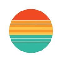 Clean Retro Sunset Circle with Symmetrical Soft Stripes vector
