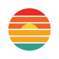 Clean Retro Sunset Icon with Concentric Stripe Bands vector