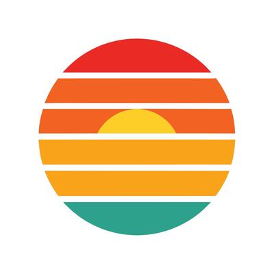 Clean Retro Sunset Icon with Concentric Stripe Bands