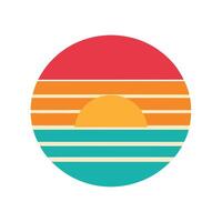 Clean Retro Sunset Icon with Pastel Horizontal Layers vector