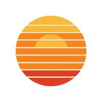 Flat Retro Sun with Linear Striped Bands in Warm Tones vector