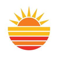 Clean Icon of Warm Retro Sun with Stripe Pattern Design vector