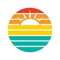 Colorful Retro Sun with Layered Horizontal Stripes vector