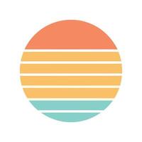 Clean Round Sun with Horizontal Vintage Lines in Flat Design vector