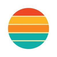 Clean Circle with Faded Retro Horizontal Sunset Stripes vector