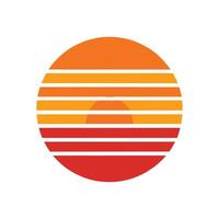 Clean Icon of Retro Sunset with Evenly Spaced Stripes vector