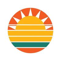 Clean Icon of Retro Sun with Symmetrical Stripes vector