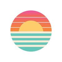 Flat Retro Sunset Icon with Soft Stripe Transition vector