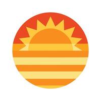 Flat Retro Themed Sun with Banded Gradient Circle vector