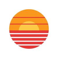 Flat Retro Icon of Sunset with Layered Soft Stripes vector