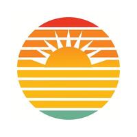 Clean Retro Sun Graphic with Soft Striped Background vector