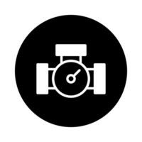 White pipeline icon on a black background representing an industrial measuring gauge in format suitable for infographics or web design vector