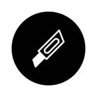 White cutter icon on a black circle offering a simple and striking symbol for various creative projects vector