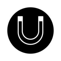 illustration of a horseshoe magnet in a black circle for science applications and education resources and presentations vector