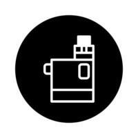 illustration featuring an electronic cigarette vaporizer device against a circular black background providing a clean and minimalist aesthetic vector