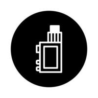 icon illustration of an electronic cigarette showcasing a vaping device on black background with minimal lines and details vector