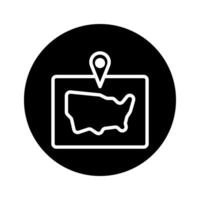 United States outline map with a location pointer icon showcasing cartography and geography vector