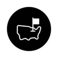 United States map outline icon with flag representing geographical location destination and american travel vector
