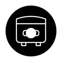 Stylized illustration showcasing a vintage radio with a round dial set against black backdrop design vector