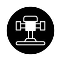 Stylized black and white icon of a mechanical machine illustrating industrial equipment with precision details for technical uses vector