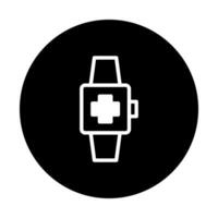 Smartwatch health monitoring icon concept featuring cross symbol for healthcare app and digital technology well being vector