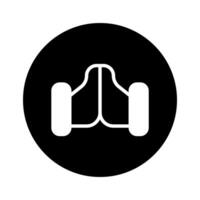 Sleek go kart icon design featuring a minimalist silhouette on a black circular background showcasing speed and agility vector