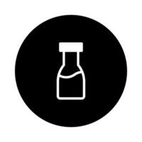 Simple white bottle silhouette on black background presenting a minimalist design element icon concept vector