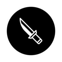 Simple weapon illustration a white knife icon in black circle background in the minimalistic style for digital designs vector