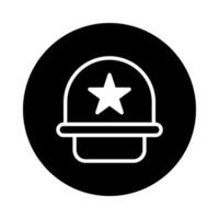 Simple symbolic depiction of military headgear against a contrasting backdrop with design elements and clear outlines vector