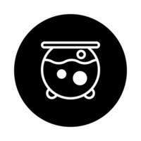 Simple minimalistic witch cauldron icon design isolated on black background perfect for halloween themed projects vector