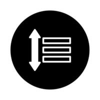Simple graphic sorting icon with upward and downward arrows concept in flat black design style vector
