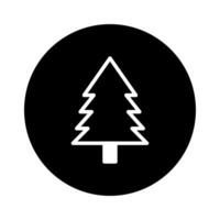 Simple christmas tree illustration icon design symbol inside circle for christmas celebration holidays vector