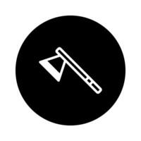 Simple axe icon illustration a symbol of wood cutting tools in black background minimal design vector