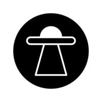 Mysterious ufo sighting concept with modern minimalist spaceship symbol flying in the sky at night vector