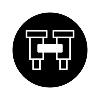 Monochrome illustration of binoculars in a round frame icon perfect for adventure discovery and exploration enhancing user experience vector