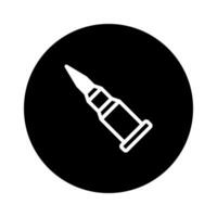 Monochrome bullet icon design featuring a black circle backdrop providing a bold graphic representation ammunition vector