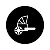Minimalist icon illustration of a carriage transportation with black background for digital designs and creatives use vector