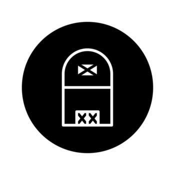 Minimalist representation of a mailbox icon surrounded by a black circle offers a simple and clean visual element vector