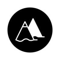 Minimalist mountain peaks icon design against a black background ideal for outdoor adventures and exploration brand vector