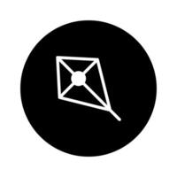 Minimalist kite illustration on a solid black background offering a clean and modern design aesthetic perfect for various applications vector