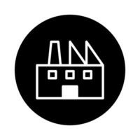 Minimalist industrial building icon symbolizing manufacturing and energy production within a sustainable development framework and environmental consciousness vector