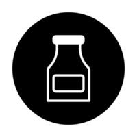 Minimalist illustration of a sauce bottle icon against a black background creating a simple design vector