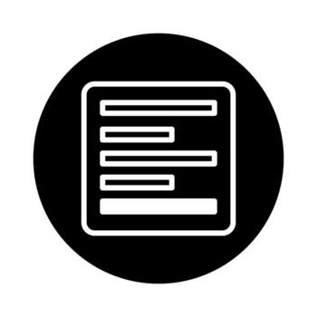 Minimalist icon representing data analysis with horizontal bars information in a simple black background circle image vector