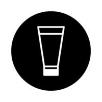 Minimalist illustration of a beauty cream tube icon within a black circle for design elements vector