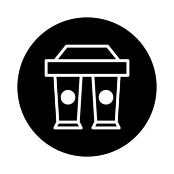 Minimalist icon featuring two interconnected glasses or containers within a circular frame providing modern design vector